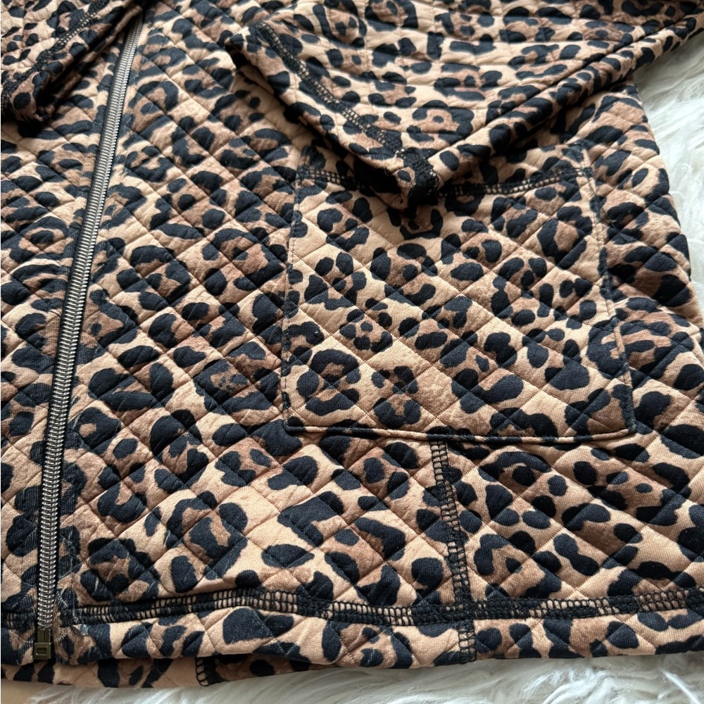Ruby Rd. Leopard Quilted Zipper Jacket M - Picture 2 of 4